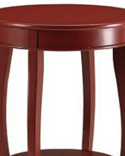 24" White Solid Wood Round End Table With Shelf