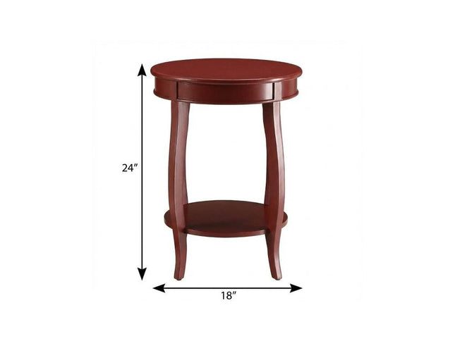 24" White Solid Wood Round End Table With Shelf