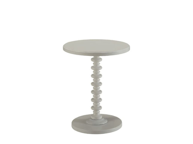 22" White Wood Round Curvy Pedestal End Table