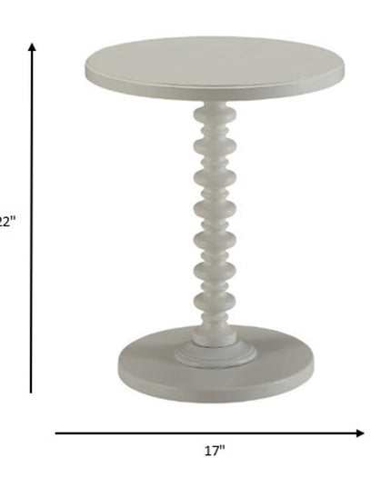 22" White Wood Round Curvy Pedestal End Table