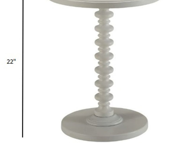 22" White Wood Round Curvy Pedestal End Table