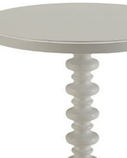 22" White Wood Round Curvy Pedestal End Table