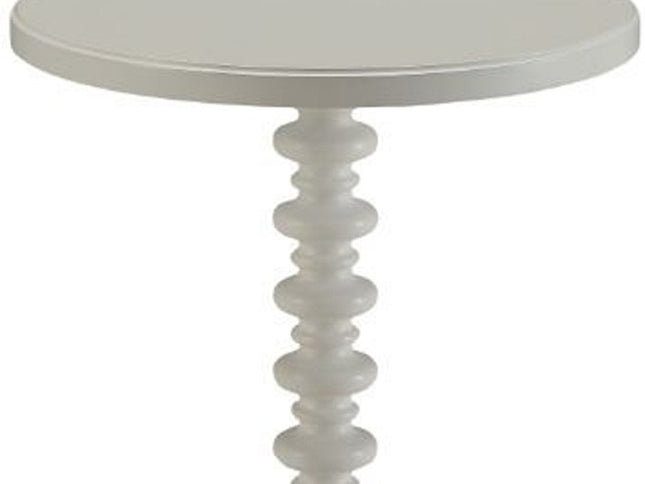 22" White Wood Round Curvy Pedestal End Table