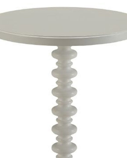 22" White Wood Round Curvy Pedestal End Table