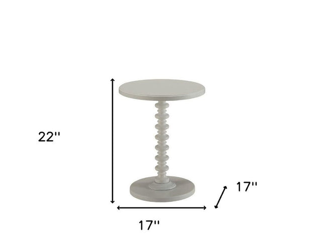 22" White Wood Round Curvy Pedestal End Table