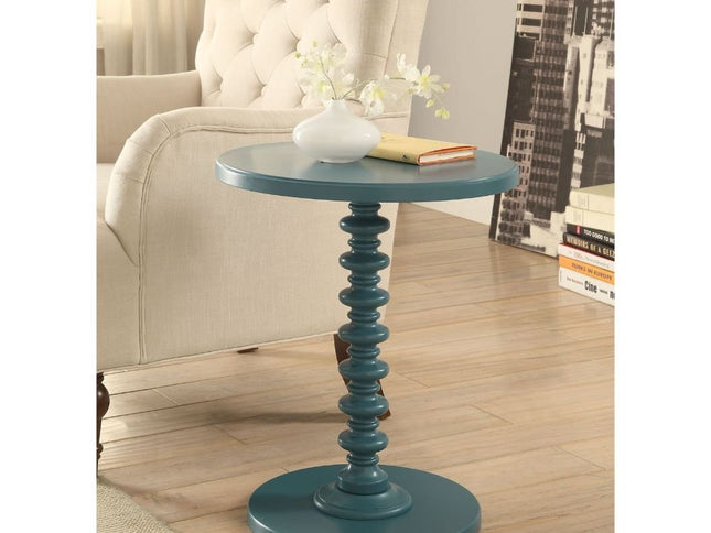 22" White Wood Round Curvy Pedestal End Table