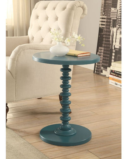 22" White Wood Round Curvy Pedestal End Table