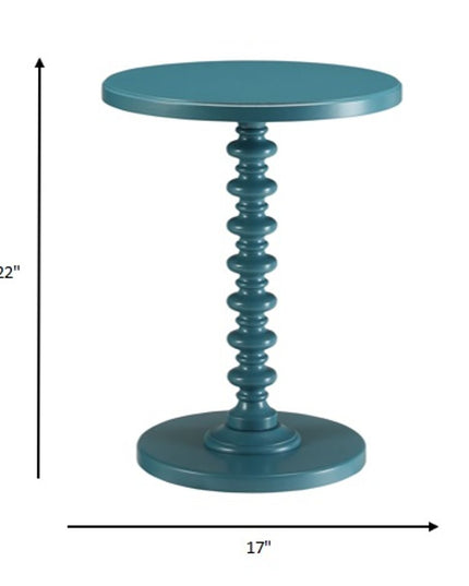 22" White Wood Round Curvy Pedestal End Table