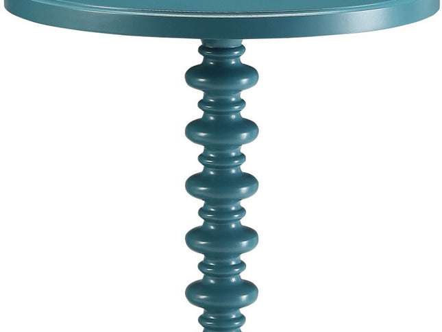 22" White Wood Round Curvy Pedestal End Table