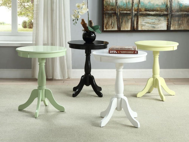 22" White Wood Round Pedestal End Table