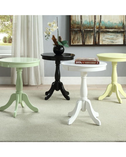 22" White Wood Round Pedestal End Table