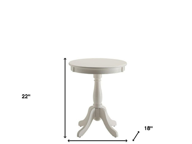 22" White Wood Round Pedestal End Table