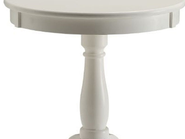 22" White Wood Round Pedestal End Table