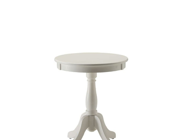 22" White Wood Round Pedestal End Table