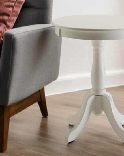 22" Black Wood Round Pedestal End Table