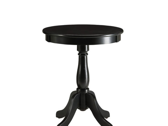 22" White Wood Round Pedestal End Table