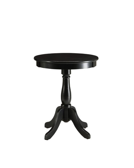 22" Black Wood Round Pedestal End Table