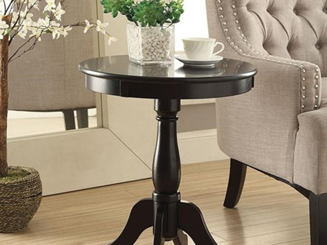 22" White Wood Round Pedestal End Table