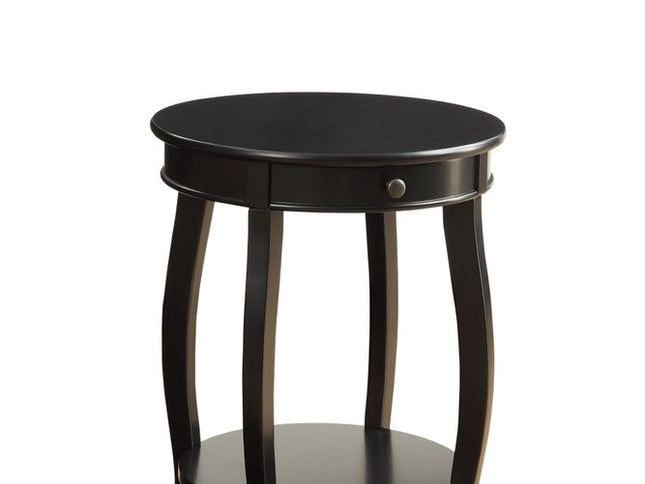 24" Brown Solid Wood Round End Table With Shelf