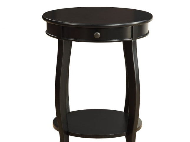 24" Brown Solid Wood Round End Table With Shelf