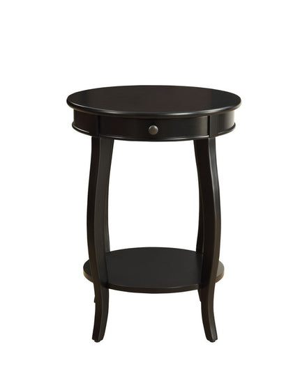 24" Brown Solid Wood Round End Table With Shelf