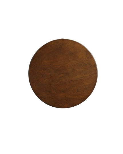 24" Black Wood Round End Table With Drawer And Shelf