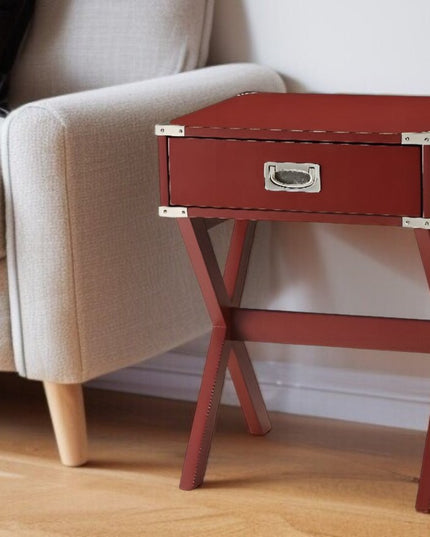 Modern White X Shape Wooden Storage End Table