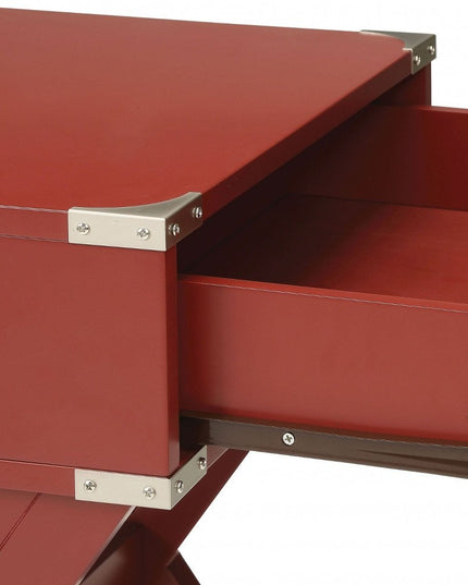 Modern White X Shape Wooden Storage End Table