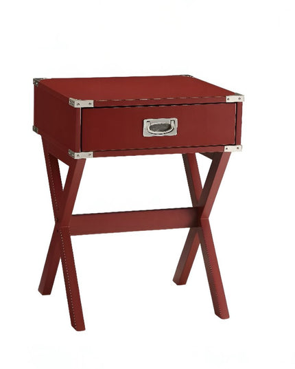 Modern White X Shape Wooden Storage End Table