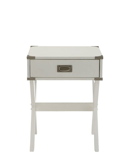 Modern White X Shape Wooden Storage End Table