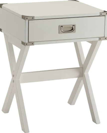 Modern White X Shape Wooden Storage End Table