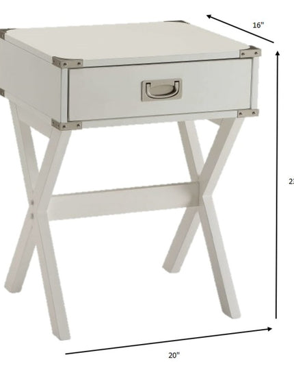 Modern White X Shape Wooden Storage End Table