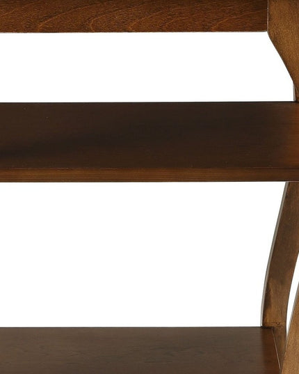 23" Black Wood Bow Leg End Table With Two Shelves