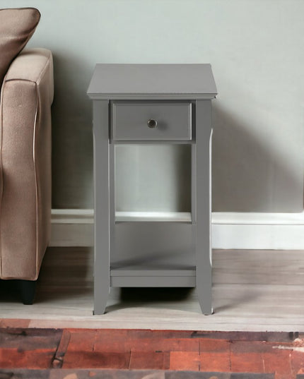 23" Brown Solid Wood End Table