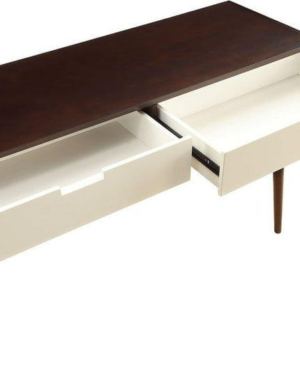 Mahogony And White Double Drawer Console Table