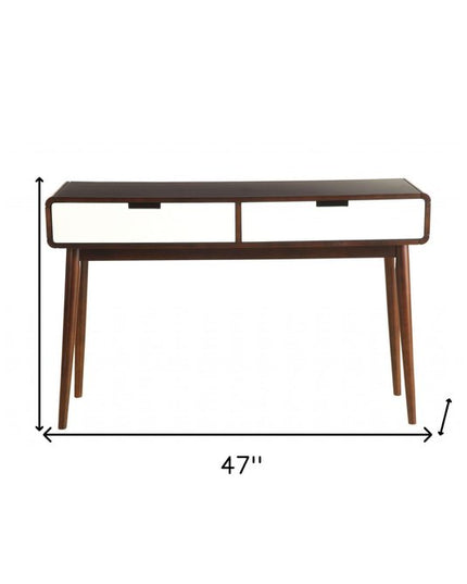 Mahogony And White Double Drawer Console Table