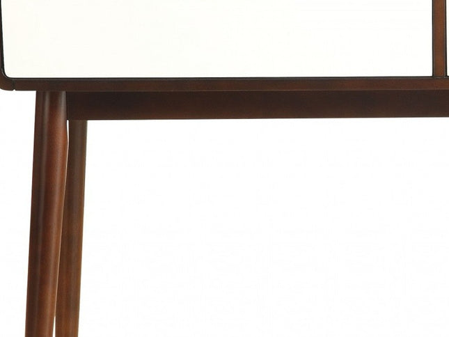 Mahogony And White Double Drawer Console Table