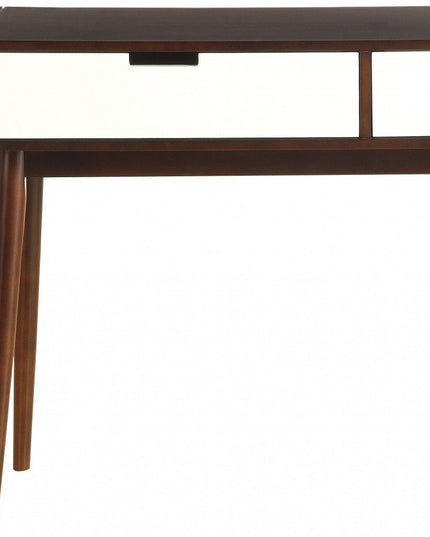 Mahogony And White Double Drawer Console Table