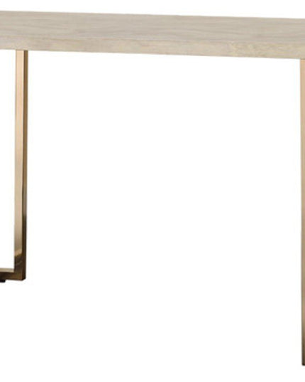 44" White and Gold Faux Marble And Iron Sled Coffee Table