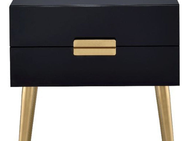 24" Gold And White End Table With Two Drawers