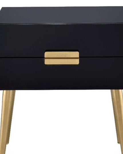 24" Gold And White End Table With Two Drawers