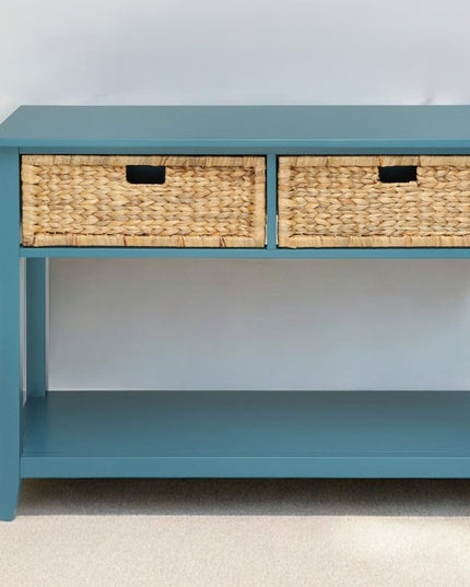 44" Teal Blue Solid Wood Console Table