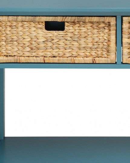 44" Teal Blue Solid Wood Console Table