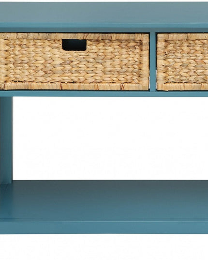 44" Teal Blue Solid Wood Console Table