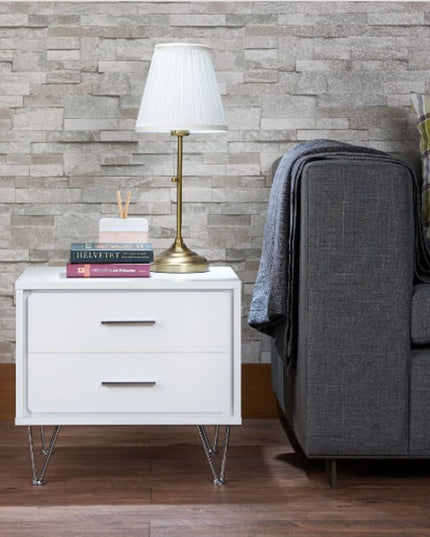 20" White Nightstand With Manufactured Wood Top