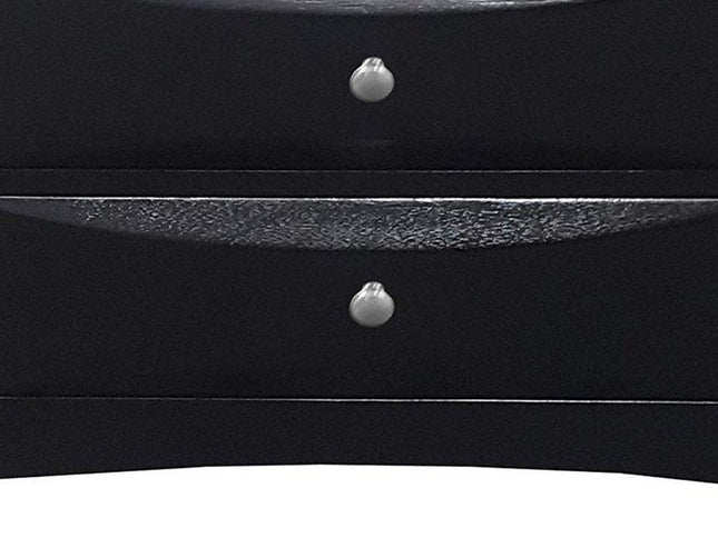 25" Black Solid Wood Three Drawer Nightstand