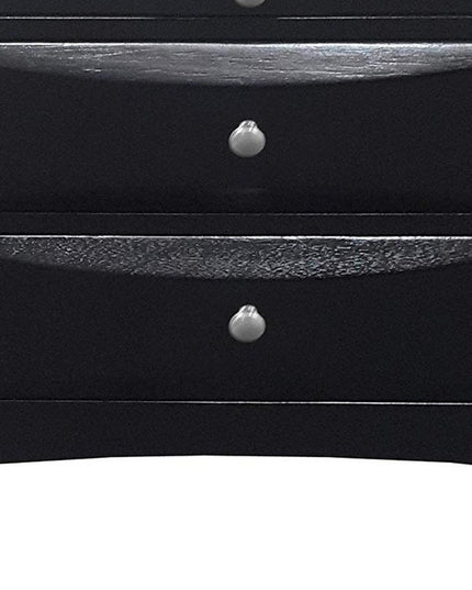 25" Black Solid Wood Three Drawer Nightstand