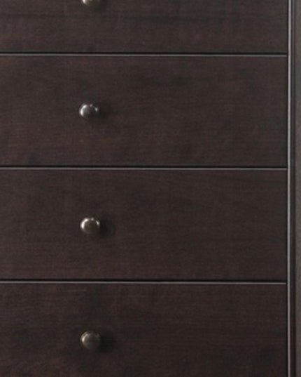 31" Espresso Solid Wood Five Drawer Dresser