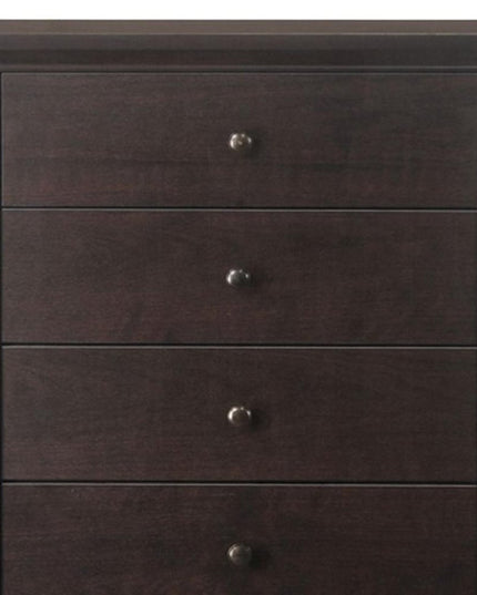 31" Espresso Solid Wood Five Drawer Dresser