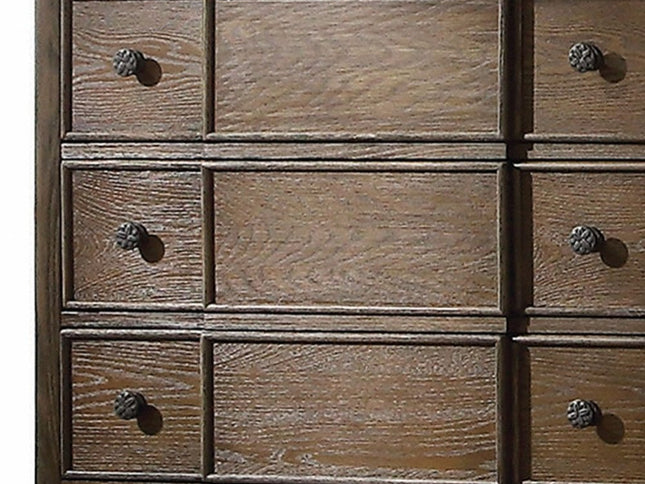 60" Dark Brown Solid Wood Nine Drawer Double Dresser